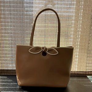 Vintage Furla Tan and Cream Bow Bag